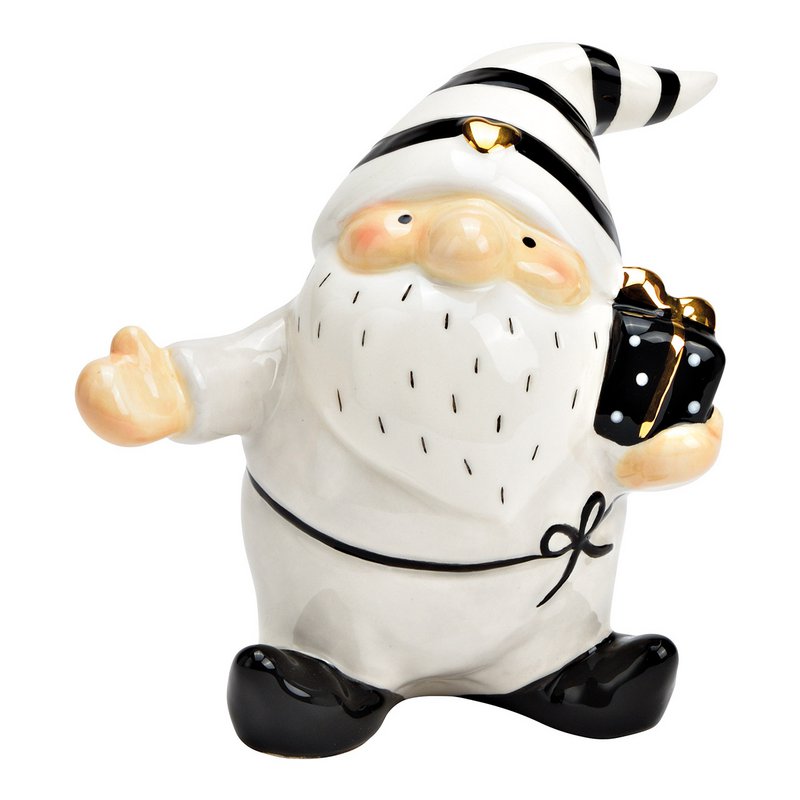 Santa Claus made of ceramic white, black (W/H/D) 12x12x8cm