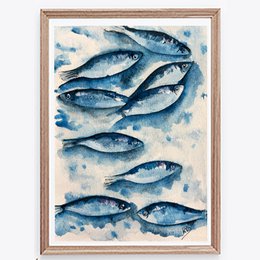 Póster: banco de peces azules