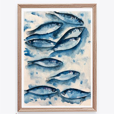 Póster: banco de peces azules