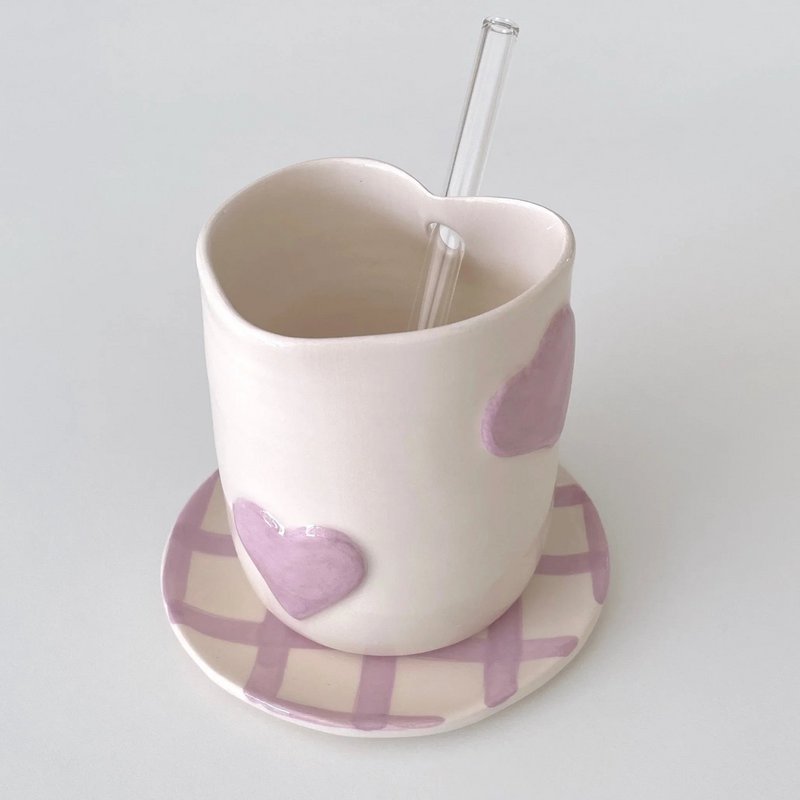 Tasse en céramique coeur Matcha fait à la main et tasse à café glacé