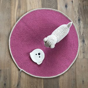 Luna-Leena rug round pink - cotton - 80ø cm - hand crocheted in Nepal