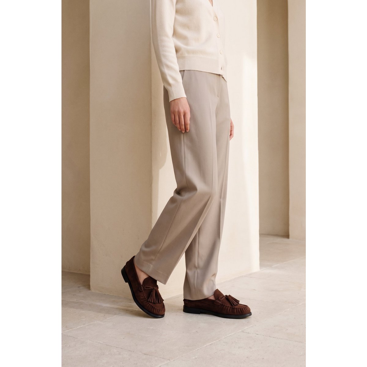 VINCI CHOCOLATE – Wildleder-Loafer mit Fransen und Quasten