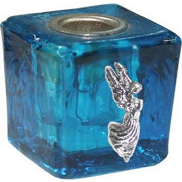 BOUGIE MINI CUBE DE VERRE - TURQUOISE-TZADKIEL