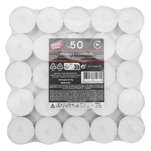 Set mit 50 Teelichtern, 4 Stunden