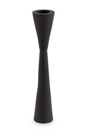 Tall black metal candle holder, 20cm in height, suitable for use as a candle plate or display.