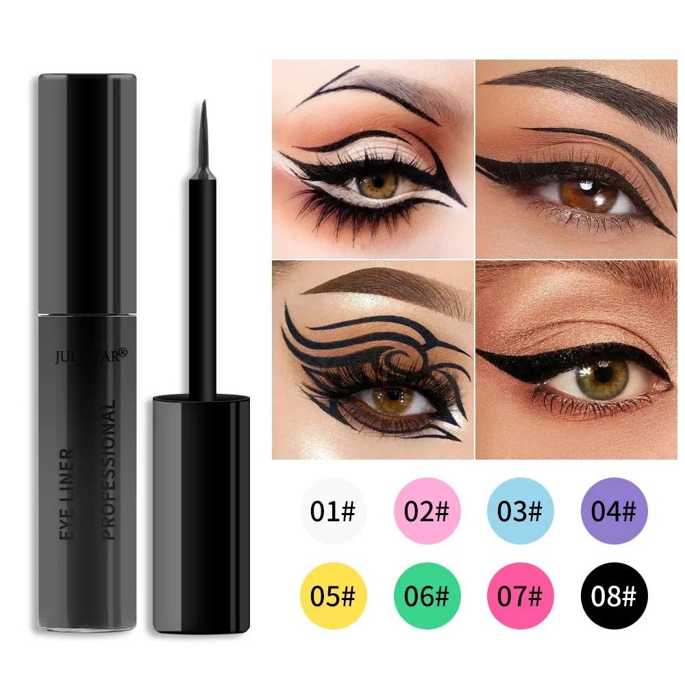 8 kleuren eyeliner vloeibaar potlood waterdicht gemakkelijk te dragen make-up matte eyeliner blauw roze groen wit zwart paars geel eyliner
