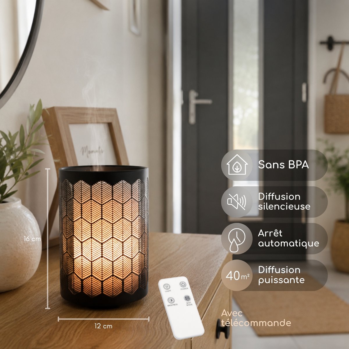 Ultrasonic Diffuser - Verona – Multifunction Diffusion with Remote Control – Metal and Glass – Scented Scents – Decorative Object