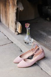 Håndlavede ruskindsballerinaer til kvinder - Grace - pudderrosa 35-42