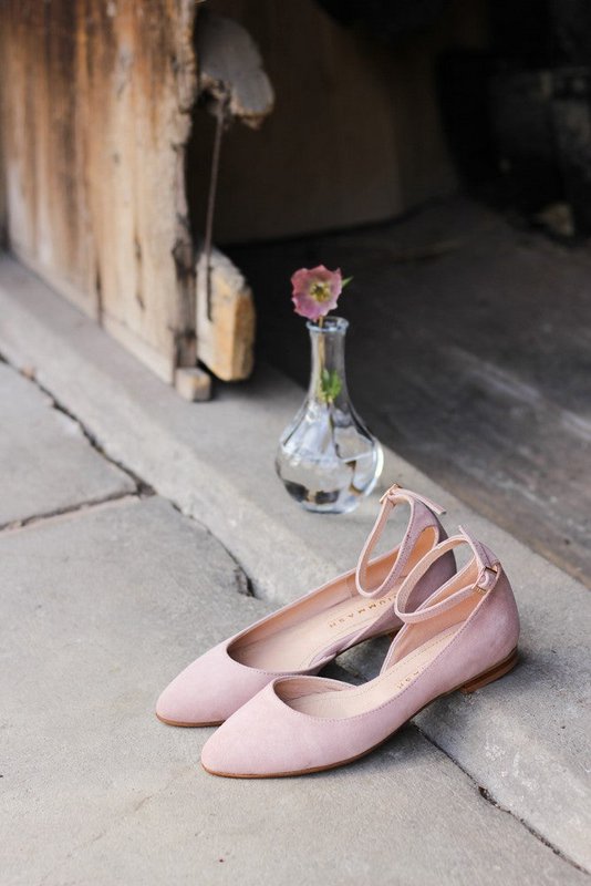 Bailarinas de ante hechas a mano para mujer - Grace - rosa empolvado 35-42