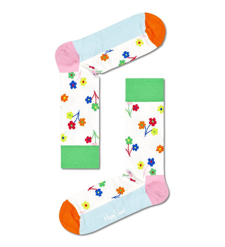 Happy Socks XFLO08-3300 Lot de 3 paires de chaussettes à fleurs