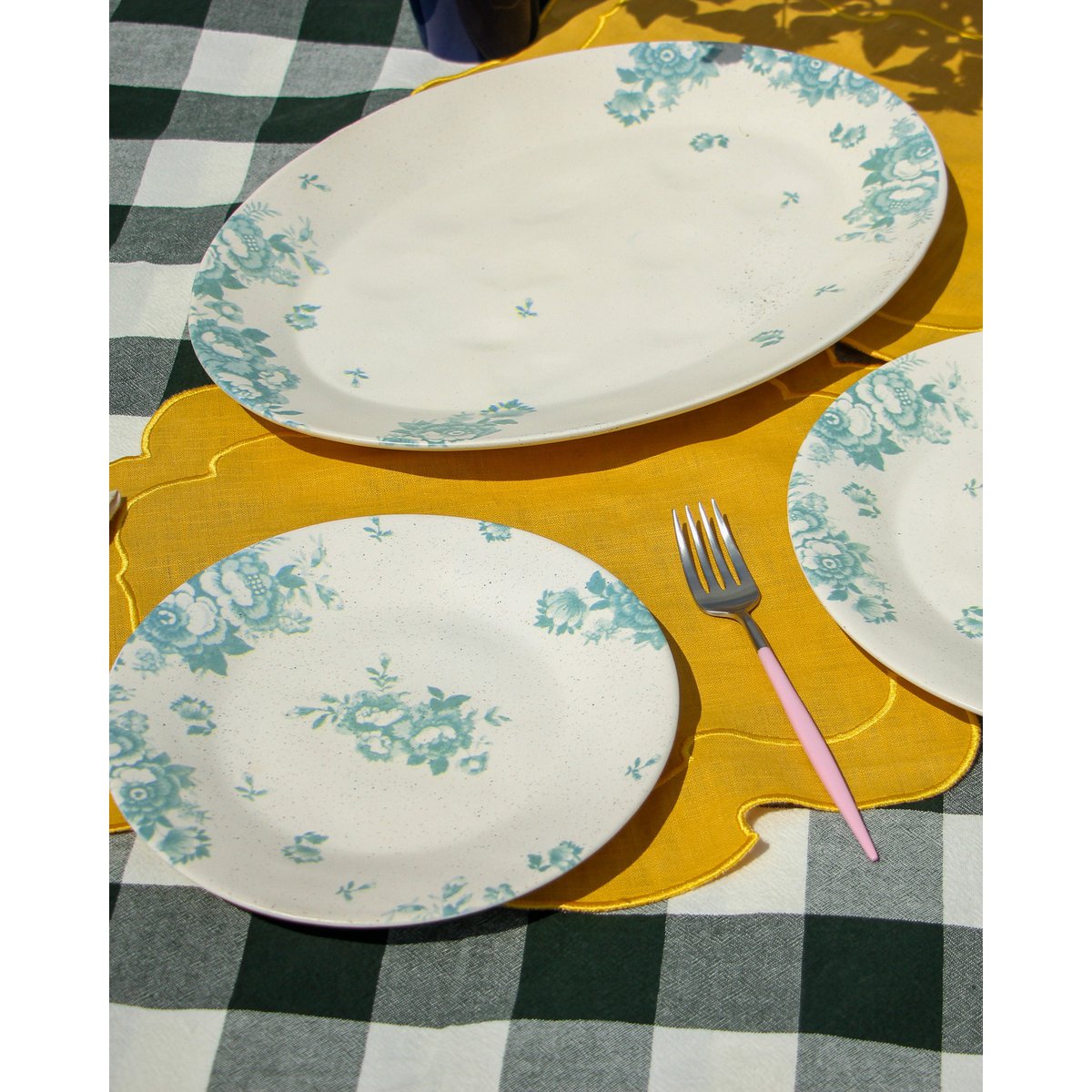Serveer schotel vintage bloemen groen