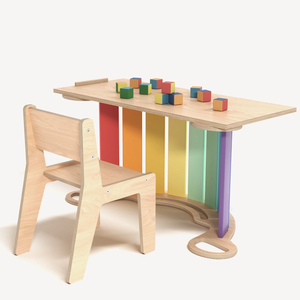 Set - rocker / double-sided board / chair - rainbow colors