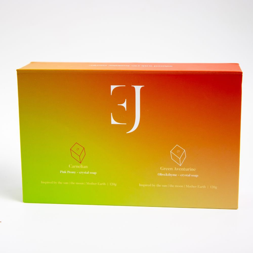 Gift set of crystal soaps - Red Carnelian & Green Aventurine