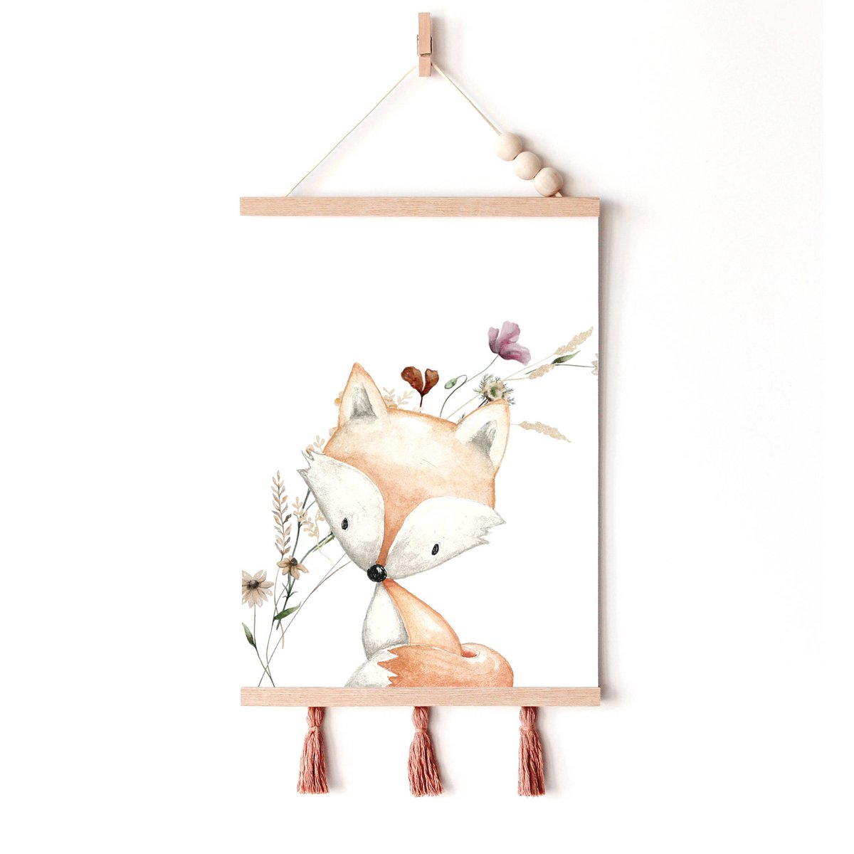 Fuchs-Kinderzimmer-Druck, Fuchs-Plakat, Blumen-Kinderzimmer-Druck, niedlicher Fuchs-Druck, Wildblumen-Druck, Mädchen-Kinderzimmer-Poster, Mädchenzimmer