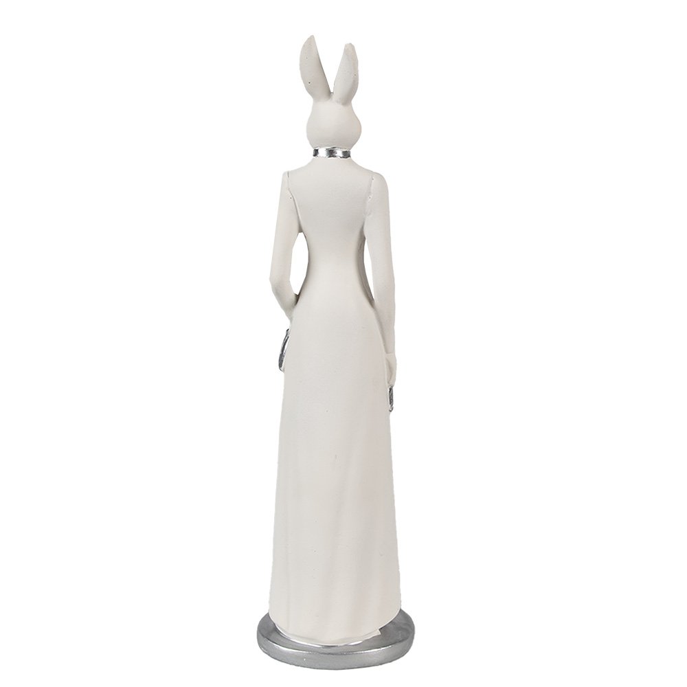 Hasenstatue, 28 cm, weiße Polyresin-Osterdekoration