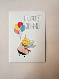 Postcard Bee - du skal leve højt