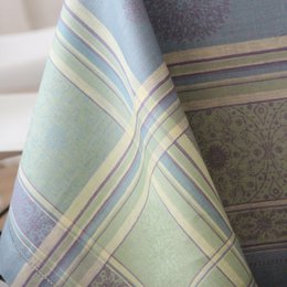 Tovaglia in lino Mandala - blu-viola-giallo