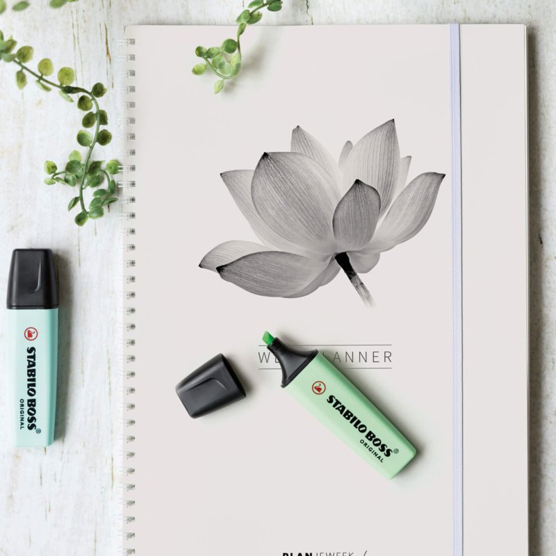 Prikkelarme A4 weekplanner 'Lotus' planboekje / werkboek met ringband