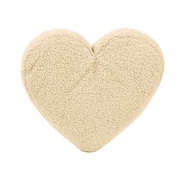  Soft, plush heart-shaped decorative pillow in off-white color, featuring the word "Heart" embroidered on the front. Suitable for adding a cozy, decorative touch to a child's room.