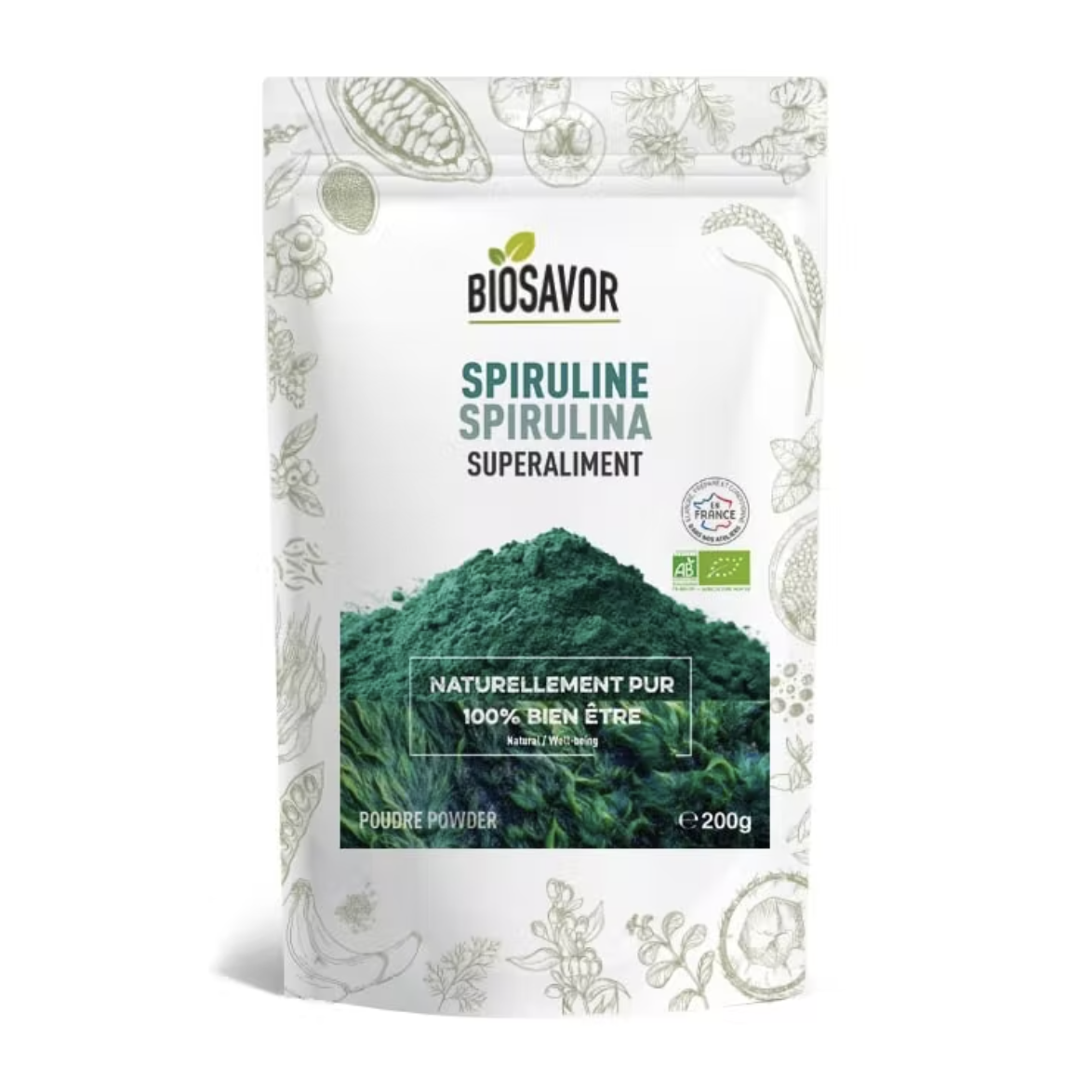 SPIRULINE EN POUDRE - 200G - COMPLÉMENT ALIMENTAIRE