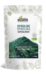 Spirulina powder supplement, 200g. Green superfood powder with high protein and nutrient content. Suitable for vegetarians and vegans.