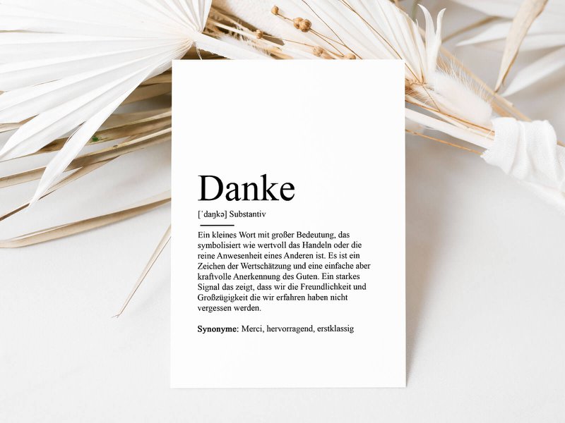 Ansichtkaart "Bedankt" definitie