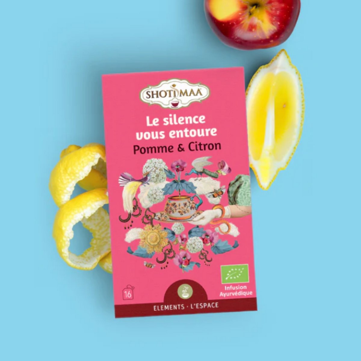 Organic Herbal Tea Le Silence Surrounds You – Soothing and Refreshing Well-Being Infusions - Honeybush, Apple and Lemon - Ideal Evening
