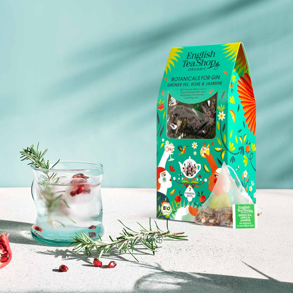 ETS - Botanicals for Gin "Grüner Tee, Rose & Jasmin", BIO, 7 Pyramiden-Beutel