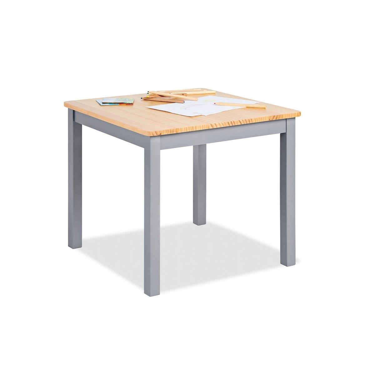 Kinderen tafel en stoel set "fenna", grijs/natuurlijk, 3 delen