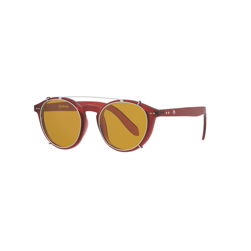 Lennon Blue Light Glasses - Everyday Lens met Heavy Duty Clip-on (rood montuur)
