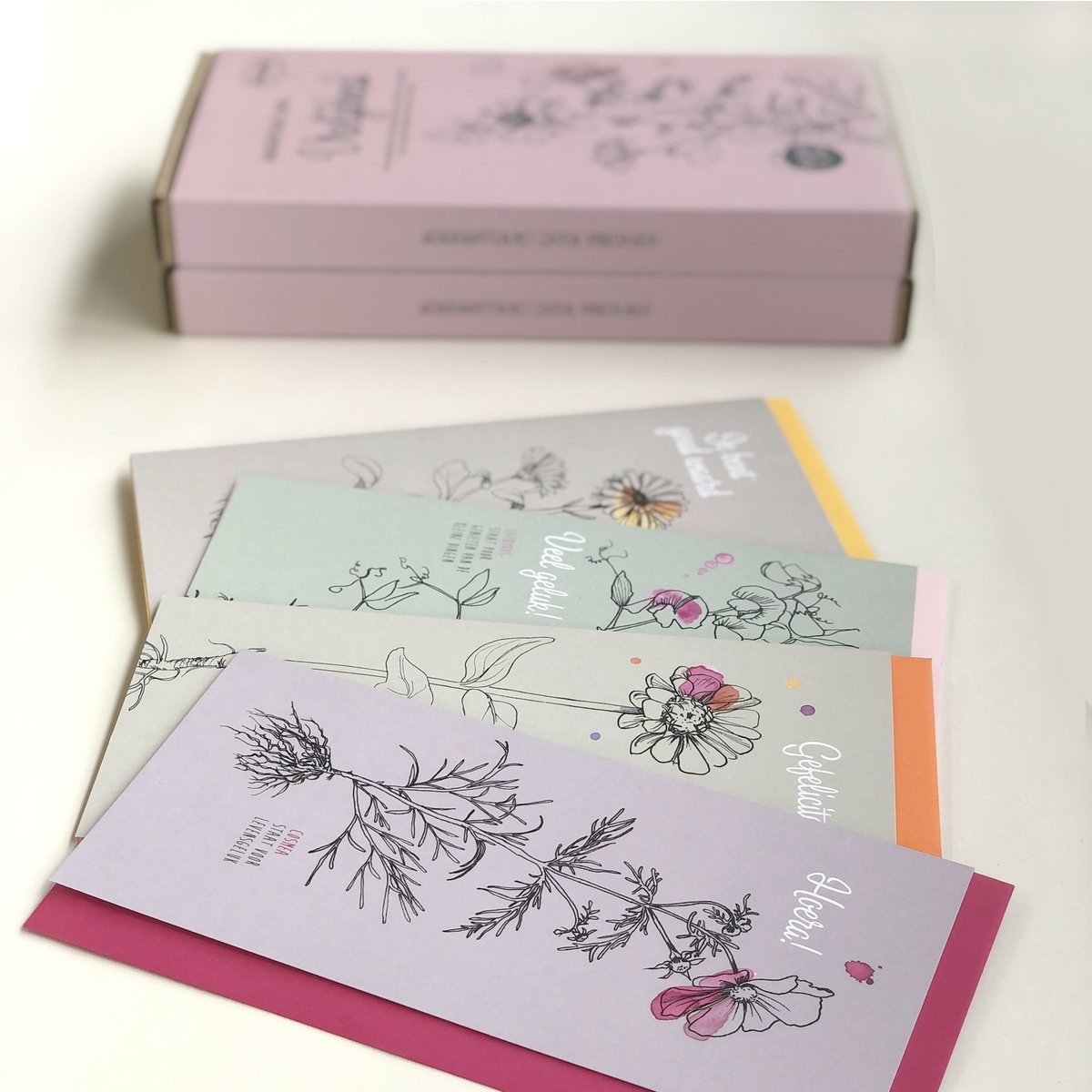 Cadeaubox wenskaarten met zaden 'Vrolijkheid'