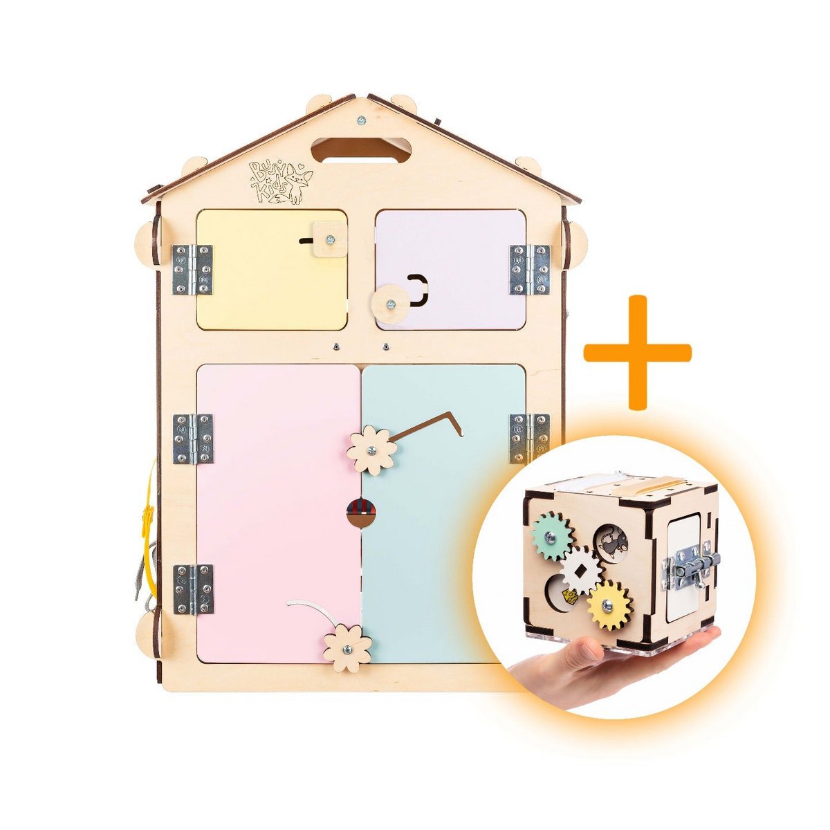 Set - BusyBoard cottage natura/pastel and creative cube