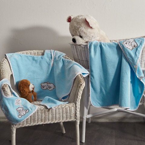 Twin Bears Organic Cotton Baby Poncho Set