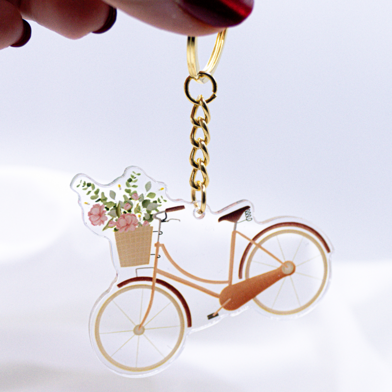 Key Trailer Bicycle Flower Basket Acryl - Gift Feed Spring