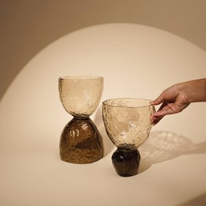 Kaarshouder | Getextureerde pijler omkeerbaar dubbel | Glas