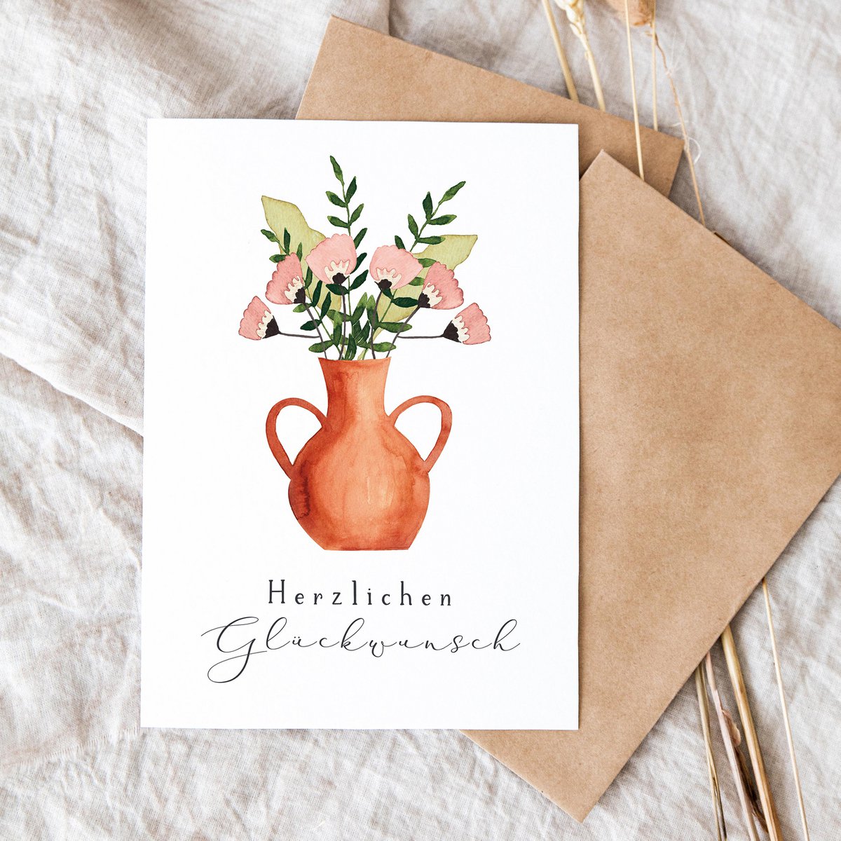 Folded card "Bouquet in vase"