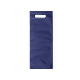 Navy Blue Resistant Non-Woved Bag til 75 Cl. Vinflasker. Varmeforseglet finish og med et resistent dyseskåret håndtag med forstærkningskopi