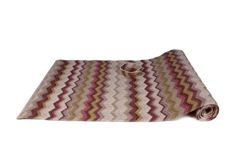 Tunk Runner Zigzag Patroon Roze 150 cm lang synthetisch leer