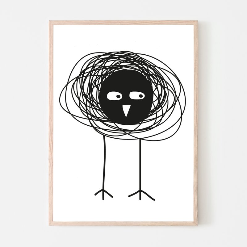 Silkscreen A4 Bird - Black