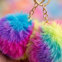 Fluffy Pompom Ball Keychain Large 8 cm