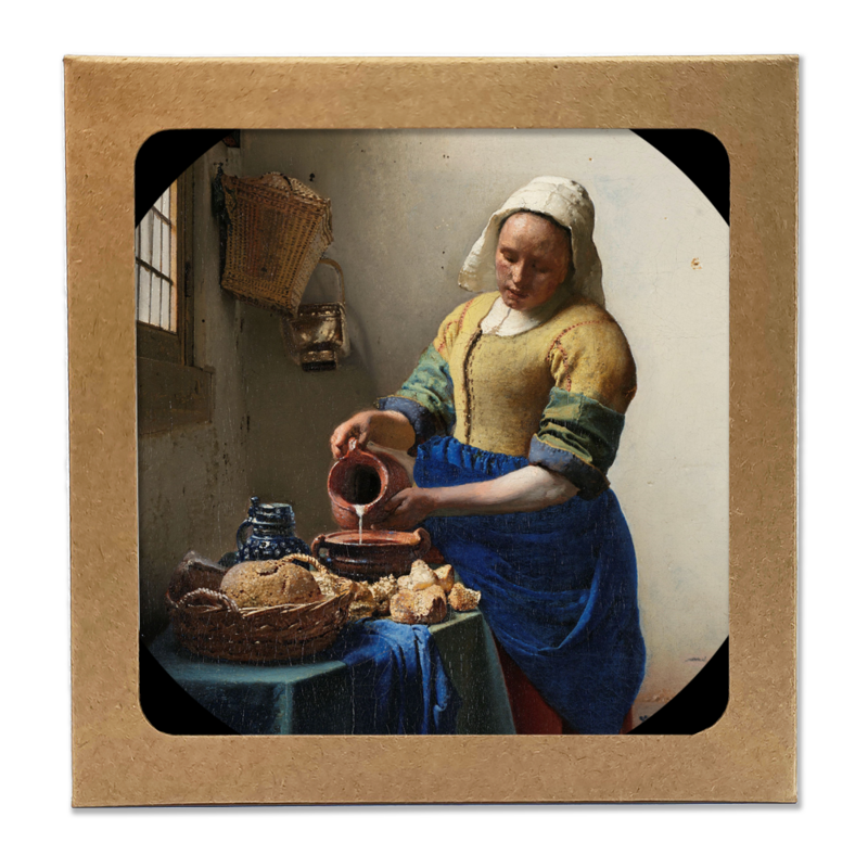 Onderzetters | Oude Meesters - 6 stuks - Meesterwerken - Kunst - Coasters - Forex onderzetters - Rond - Nachtwacht - Melkmeisje - Meisje met de Parel - Zwaan - Gezicht op Delft