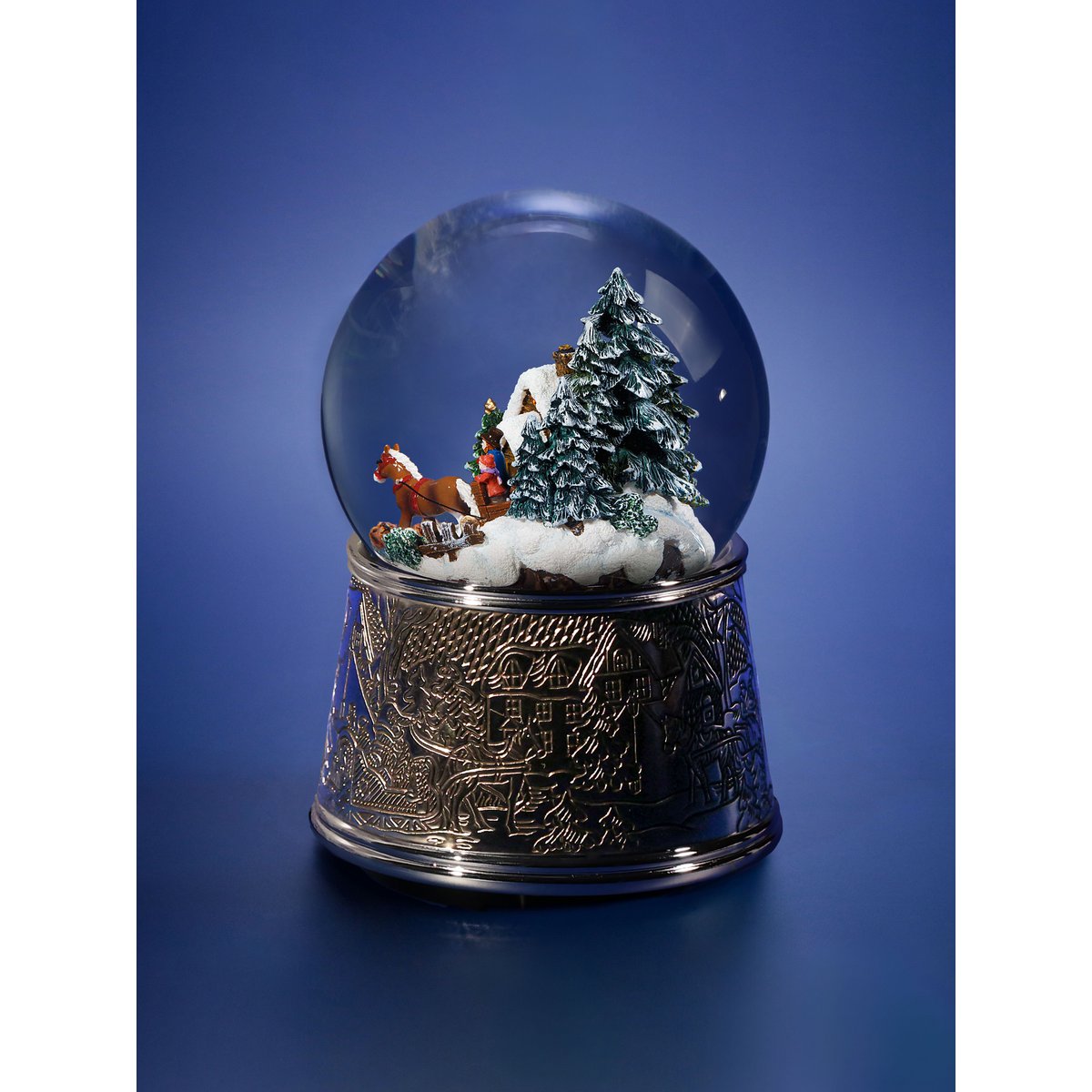 Kerstmuzikale sneeuwbol "Christmas Snowstorm", achtergrondverlichting, automatische elektrische sneeuwstorm, glas