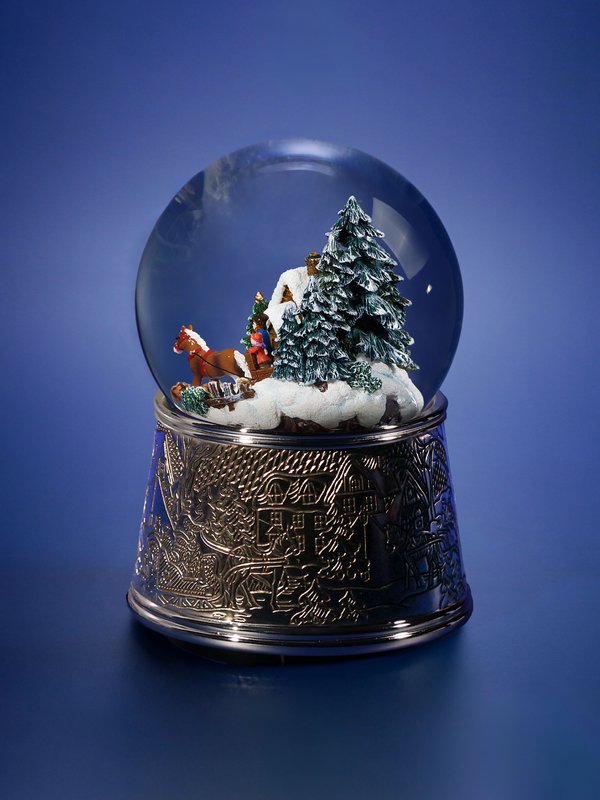 Christmas Musical Snow Globe "Christmas Snowstorm", baggrundsbelysning, automatisk elektrisk snestorm, glas