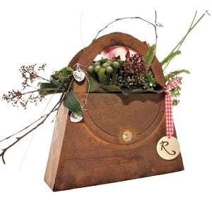 Decorative bag for planting and decorating | patina catwalk look | metal planter