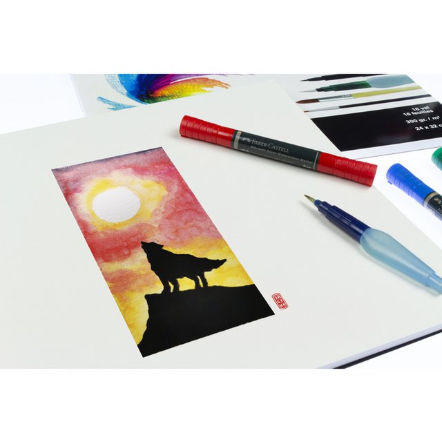 Aquarelpapier Kangaro 24x32cm 300 gr 16 vel, roomwit zuurvrij