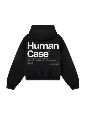 Felpa Nera Boxy Fit 330g Human | Made in Italy - Horda Brand