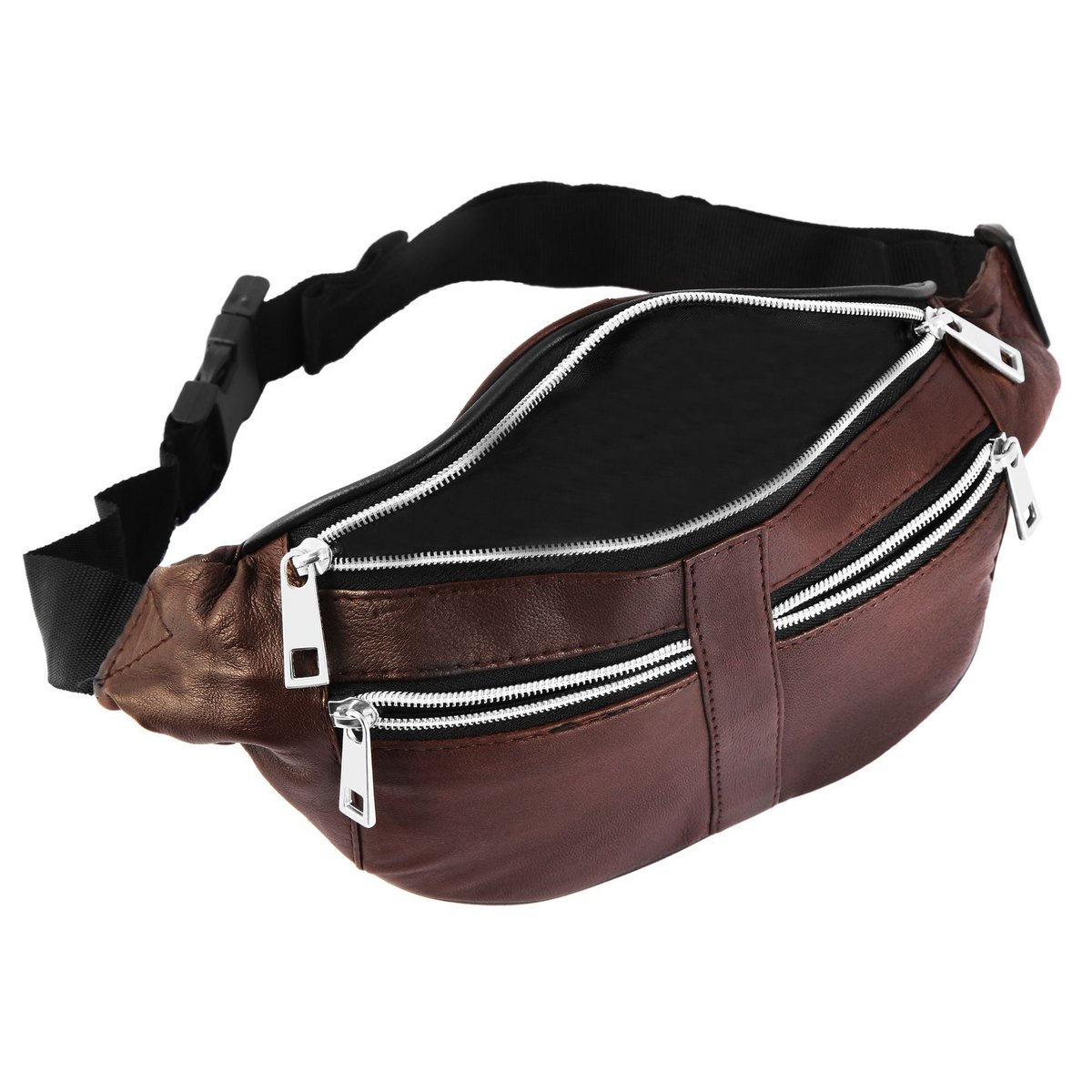 Sac banane Steinmeister en cuir véritable, marron