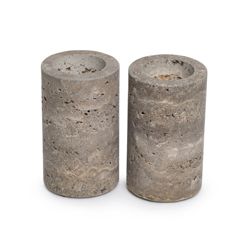 Titanium Travertine Tea Light Holder L Ø6X10CM