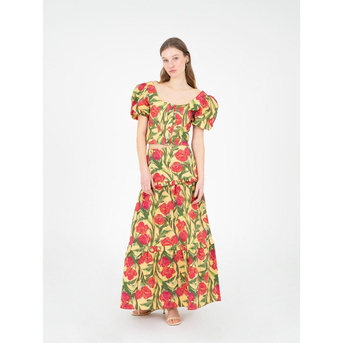 Zafira gele bloemenprint top