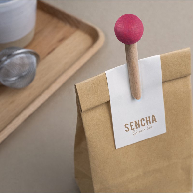 Scatola da 6 clip per borse in legno - colore